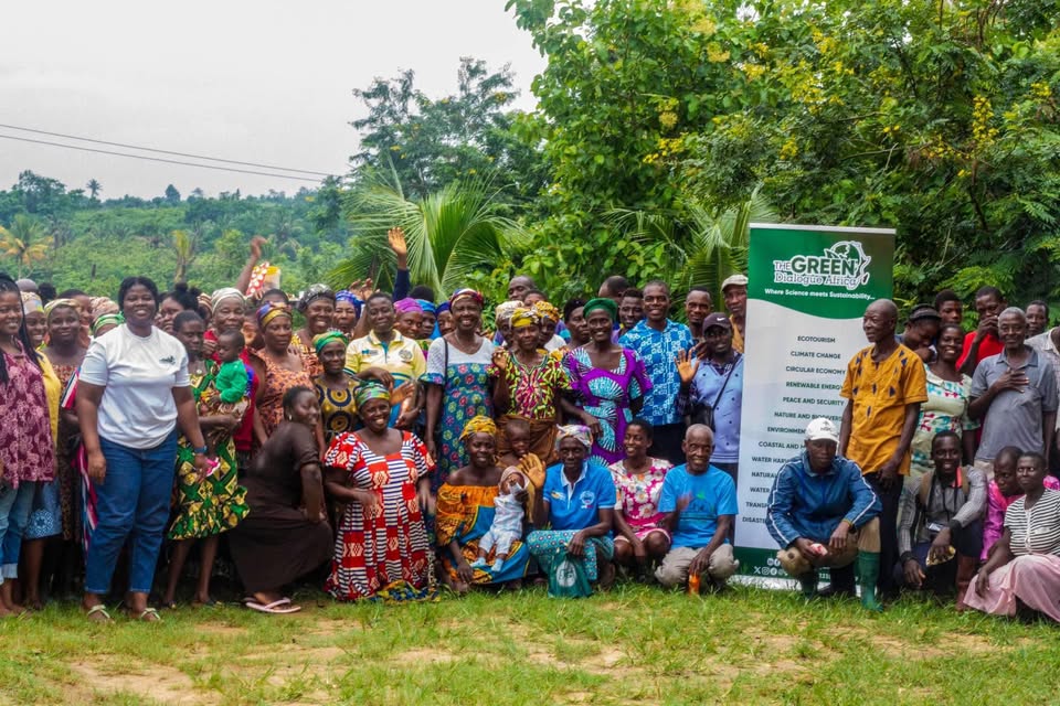 Smallholder farmers gathered at a GDA community engagement in Bronikrom